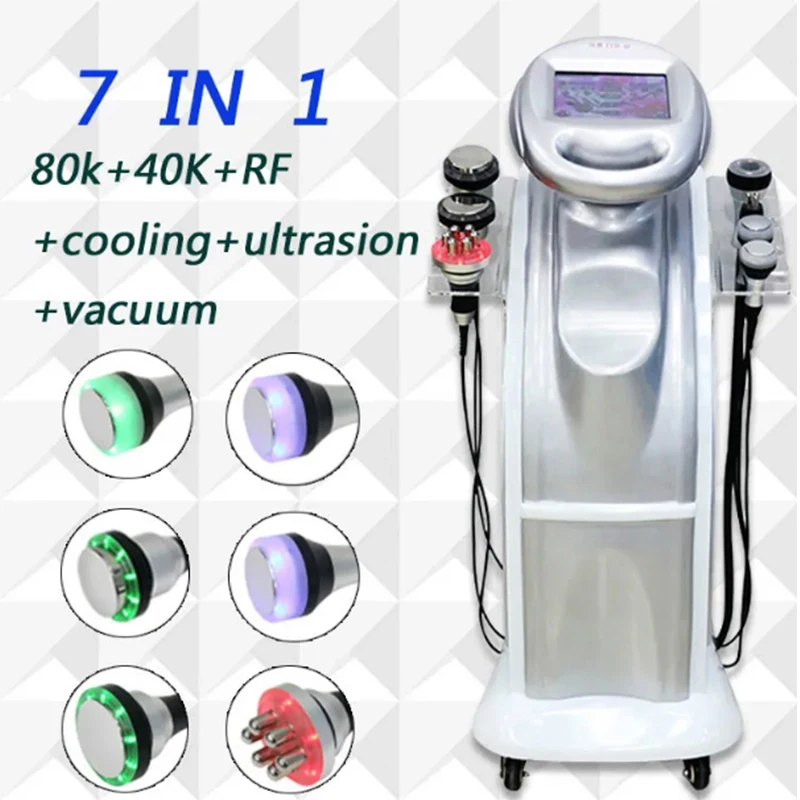 High Quality 7 Handles 80K Vacuum Cavitation Body Shaping Fat Burning Device Skin Tightening Scraping Lymphatic Drainage Machine