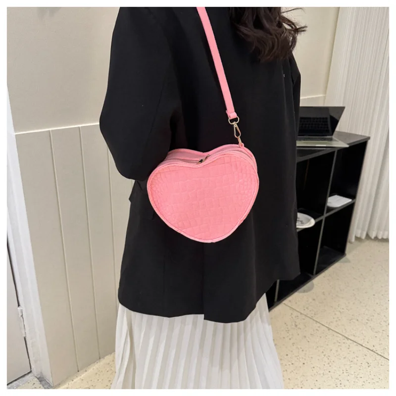 2024 Crossbody Bag for Women New Fashion Simple Handbag Purses Casual Heart Shaped Houlder Bags Bolso De Mujer