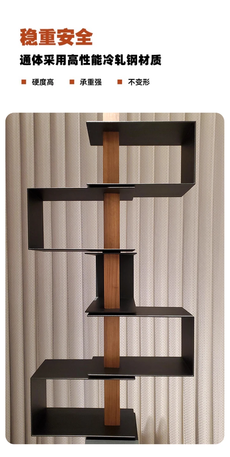 Rotating bookshelf shelf, floor-to-ceiling entrance partition, Italian living room corner Nordic display shelf bookcase 6