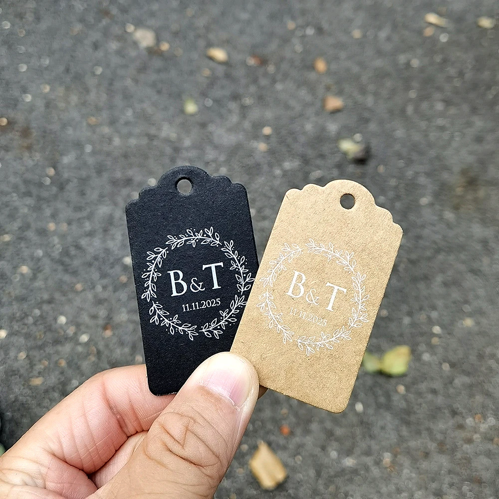 

BJ24-35x62mm Customization Hang Tags For Handmade Items Christmas Gift Tags Customized Wedding Commemoration with Abbreviations