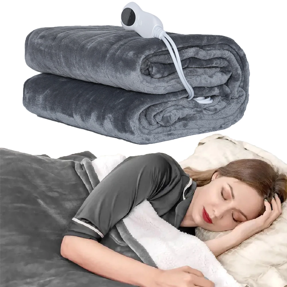 

Double-Sided Flannel Electric Blanket NoPilling Thicker Automatic Thermostat Heating Towel Body Warmer Thermal Mattress Washable