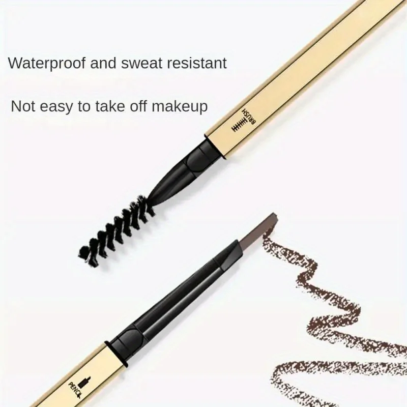 Double Headed Triangle Eyebrow Pencil Natural Smooth No Blooming Rotatable Eyebrow Pencil Brow Tattoo Pen with Eyebrow Brush