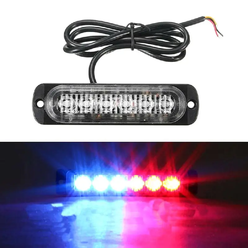 SUHU 6 LED Car Truck Dash Strobe Flash Light Emergency Red&Blue Police Emergency Light Ambulance Police Strobe LED Warning Light