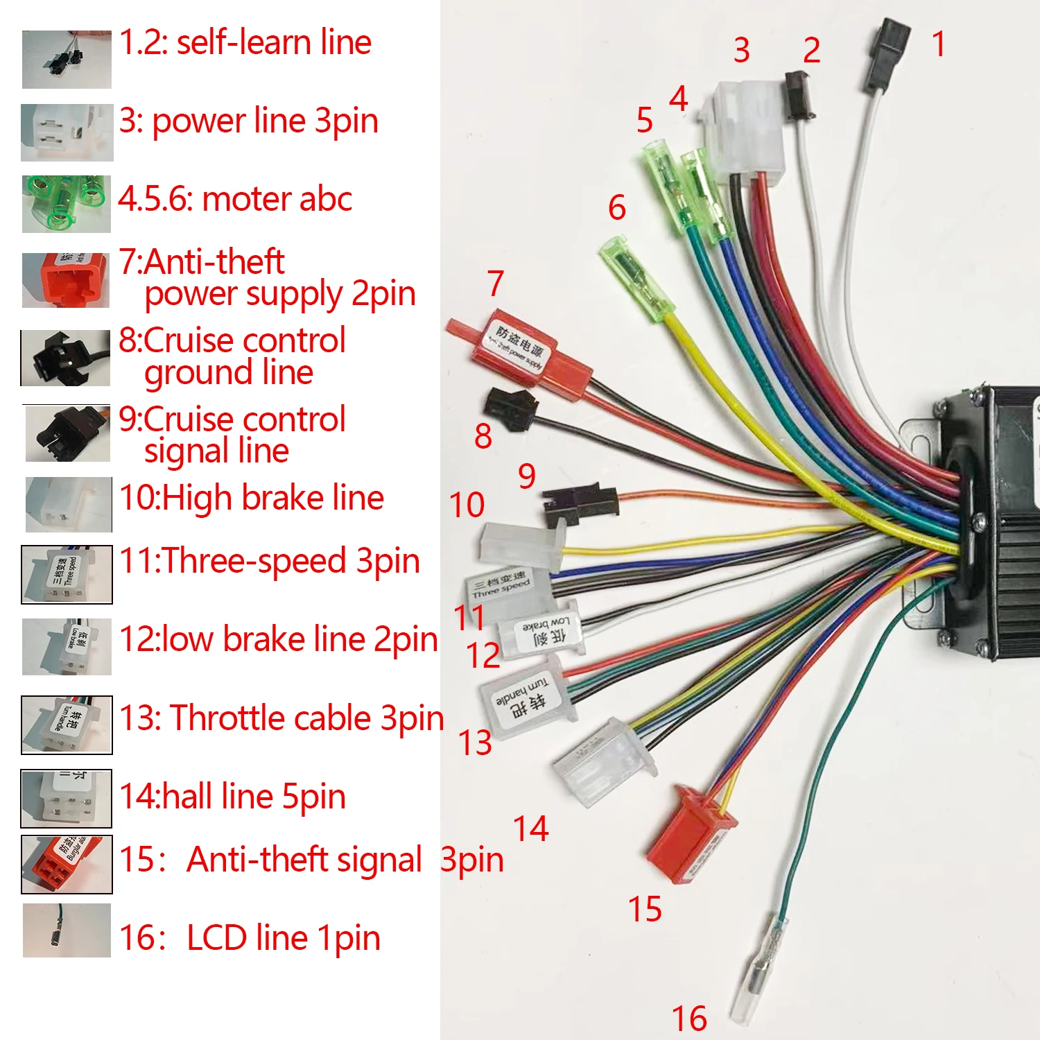 36 فولت 48 فولت 60 فولت 64 فولت 350/500/1000 واط 25A فرش السيارات موجة جيبية تحكم مع شاشة الكريستال السائل سرعة وعربة ل E-الدراجة الإلكترونية #3