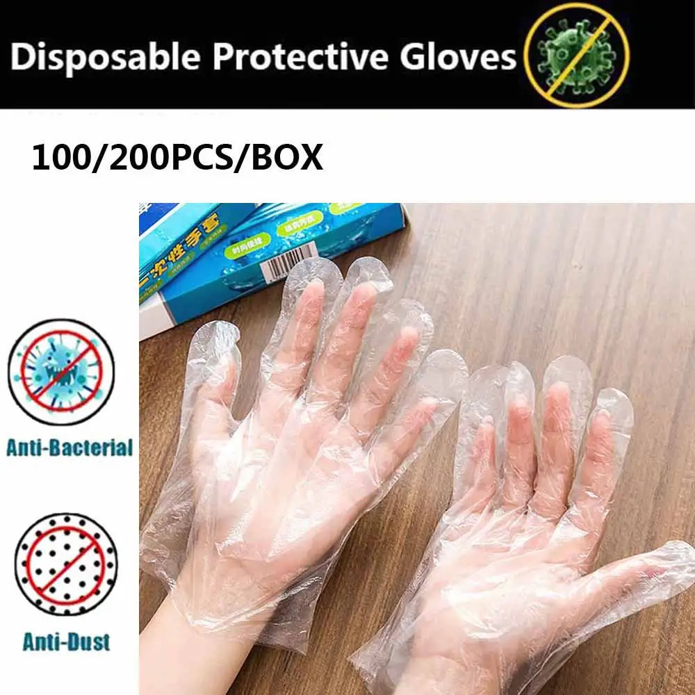 100/200PCS/BOX No-touching PE Anti-Static Labor Supplies Protective Gloves Disposable Gloves Clear Gloves