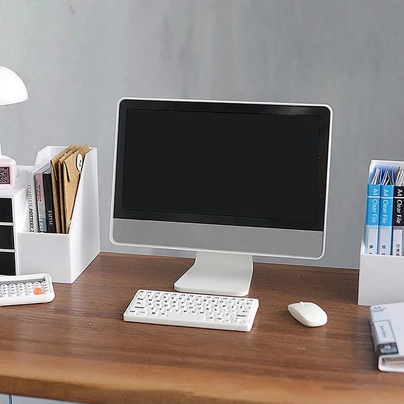 1/12 Scale Dollhouse Study Room 1Set Mini Computer Mouse Keyboard Miniature Simulation Model For Miniature Furniture Accessories