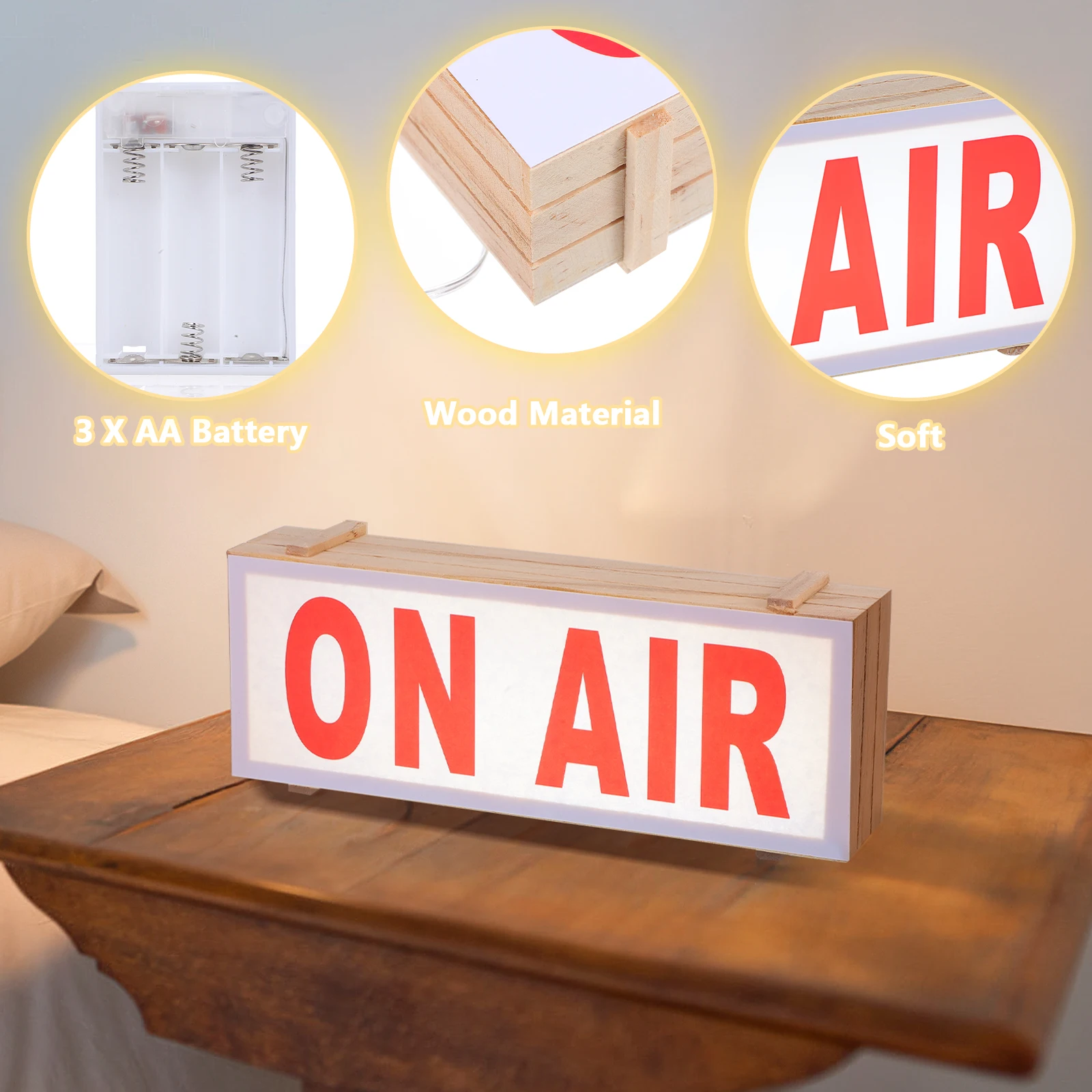 مصباح LED من الخشب الصلب يعمل على مصباح ديكور للمنزل والبار والمكتب وديكور الحائط وإضاءة ليلية متوهجة ناعمة #6