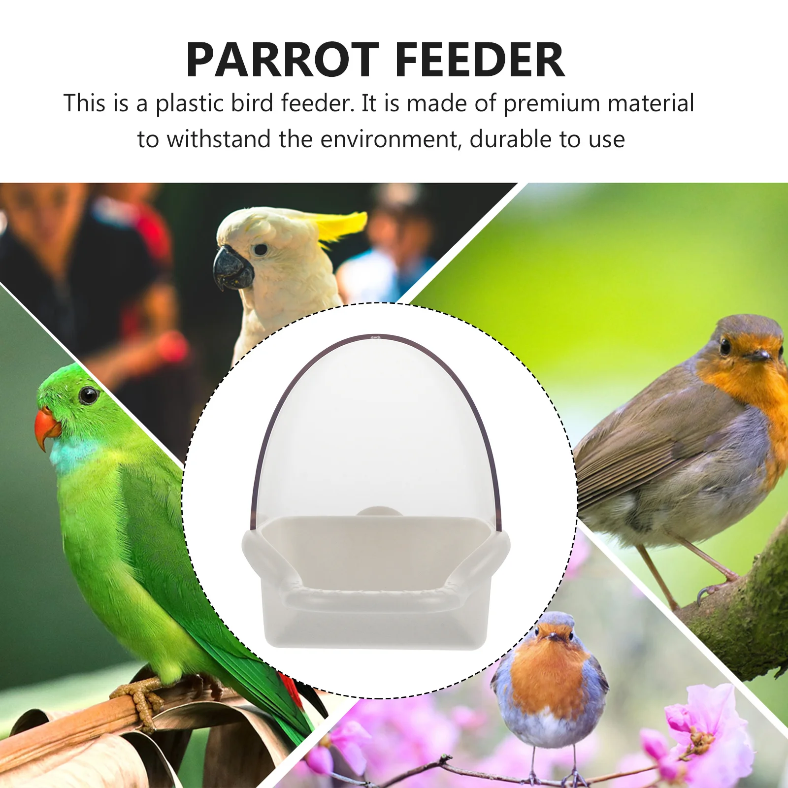 

Bird Feeder Parrot Durable Weather Resistant Creative Design Easy Use Hanging Refillable Nature Feel Backyard Bird Feeder