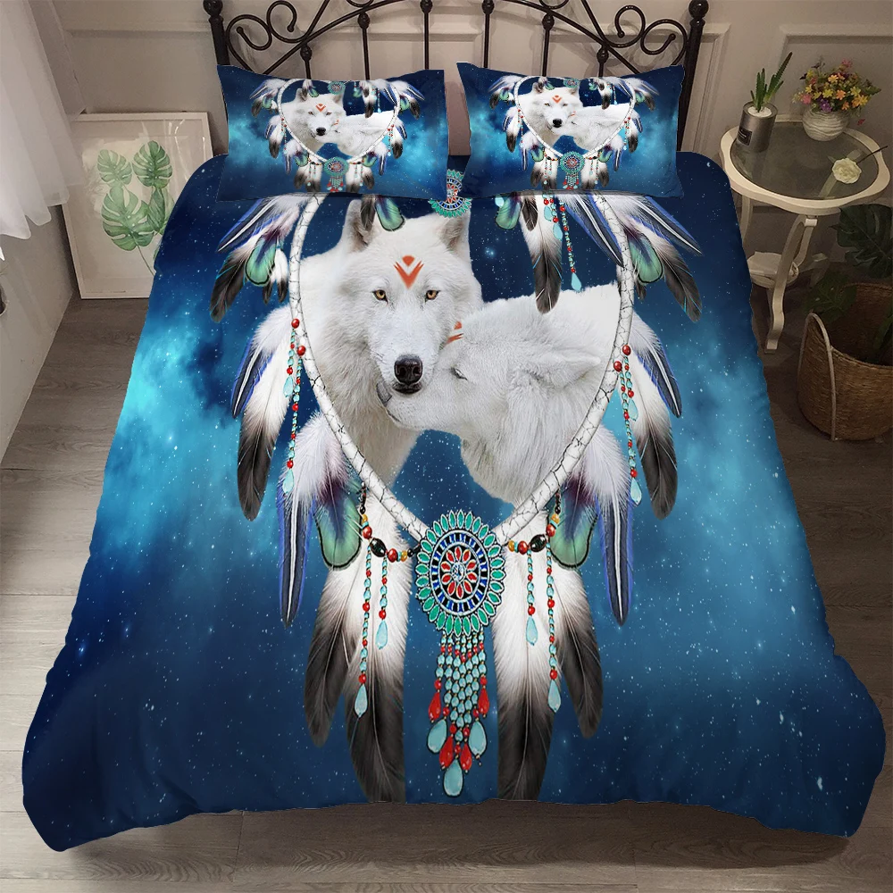 

Digital Art Dreamcatcher Wolf Duvet Cover Set Usa King Queen Full Twin Size Uk Single Bed Linen Set