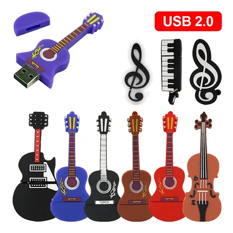 Music Featured 2.0 USB Flash Drive Guitar Notes Piano Bass 4gb 16gb 32gb 64gb 128gb Pendrive best gift for children wedding day