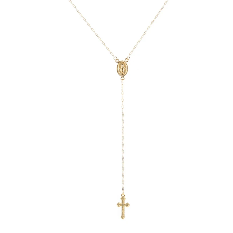 2025 neue Mode Vintage Christian Kreuz Böhmen Religiöse Rosenkranz Anhänger Halskette Für Frauen Charme Schmuck Geschenke Großhandel