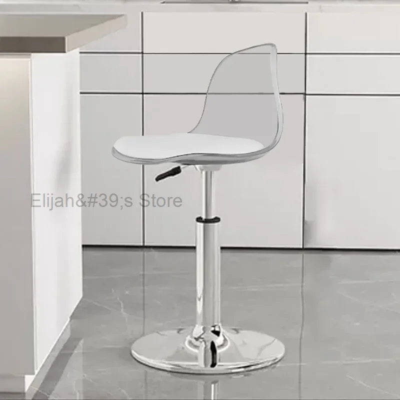 

Waterproof Lift Modern Bar Chair Plastic Low Transparent Design Counter Swivel Chair Metal Minimalist Lounge Sandalye Furniture