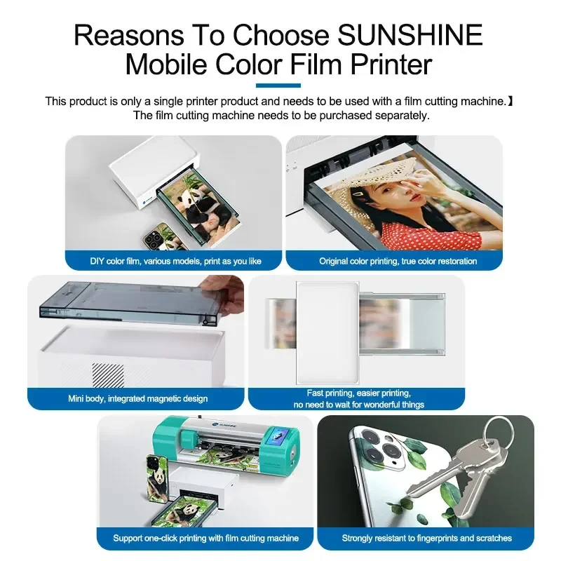 SUNSHINE C1 Mini Printer Connected to SS-890c/mini/pro/pro max 870C Y22 film cutter,customized mobile phone color film back film