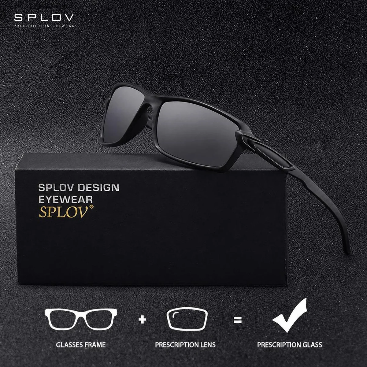 SPLOV Rectangular Prescription Sports Sunglasses Professionally Customized Progressive Polarized Prescription Glasses