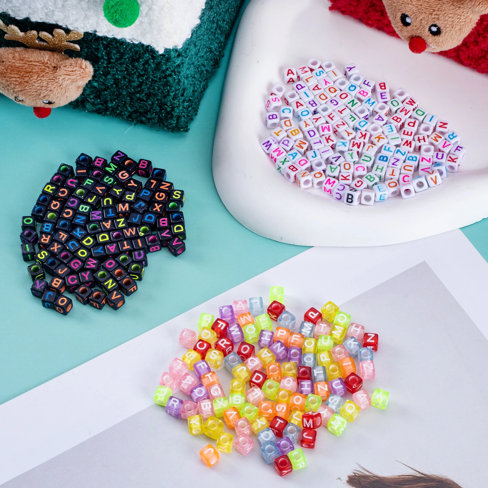 3 Styles 6mm 50Pcs Alphabet Letter Beads Plastic Spacer Beads For Personalized Name Jewelry DIY Bracelet Keychain Making