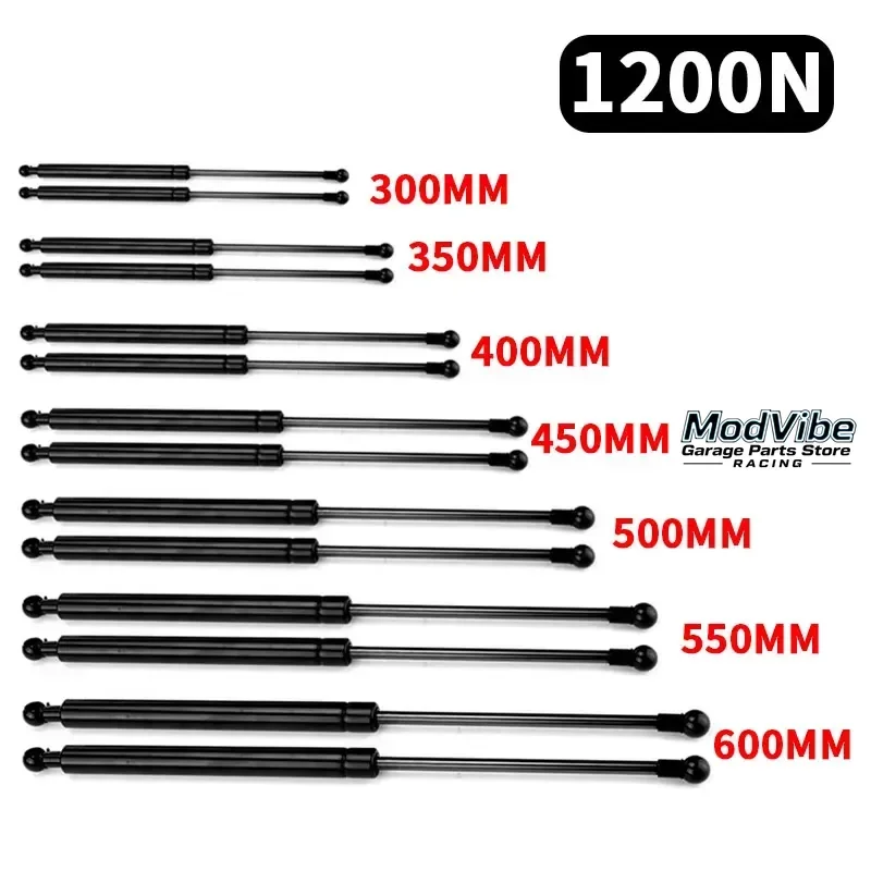 

Universal 2pcs 300mm 400mm 500mm 600mm 1200N Strut Bars Gas Spring Shock Lift for Storage Bed Car Bonnet Hood Tailgate RV Bus