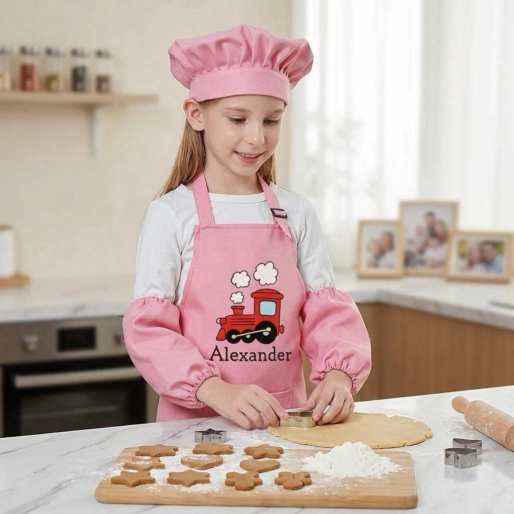 Children's Apron Baking Cooking Painting Boys Girls Apron Chef Hat Kids Home Kindergarten Work Clothes Customized Workwear