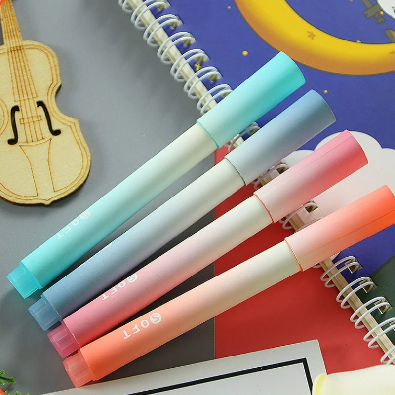 4 PCS/box Good-looking Gradient Color Highlighter Pens Set Kawaii School Supplies Marker Pens Cute Korean Stationery