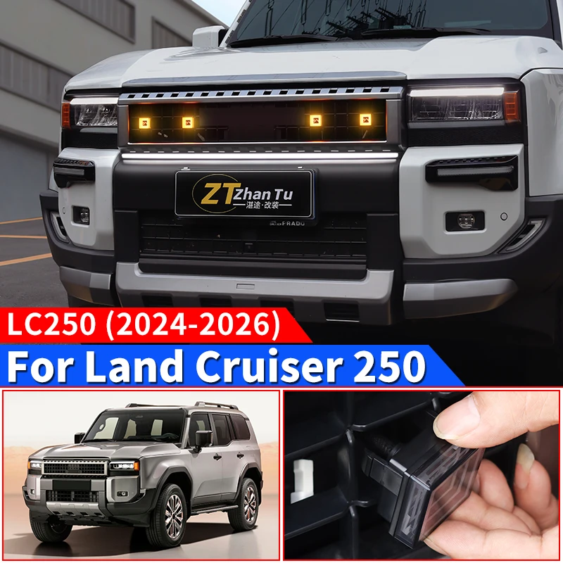 

For Toyota Land Cruiser 250 2024 2025 1958 J250 Radiator grille Decorative Light Strip Off-Road Fog Lamp Decoration Accessories