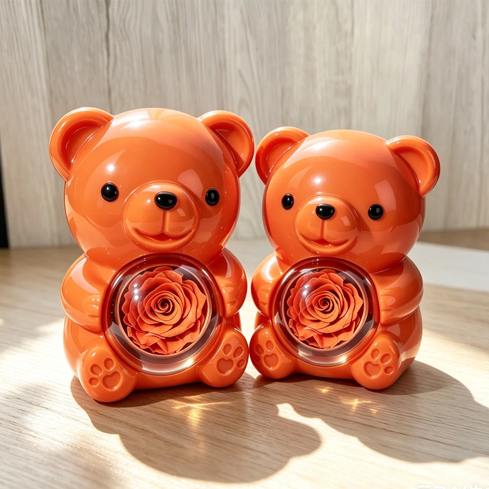 Eternal Rose Teddy Bear Jewelry Box with Custom Name Necklace Wedding Valentine Special Present for Girlfriend Anniversary gift - view 3