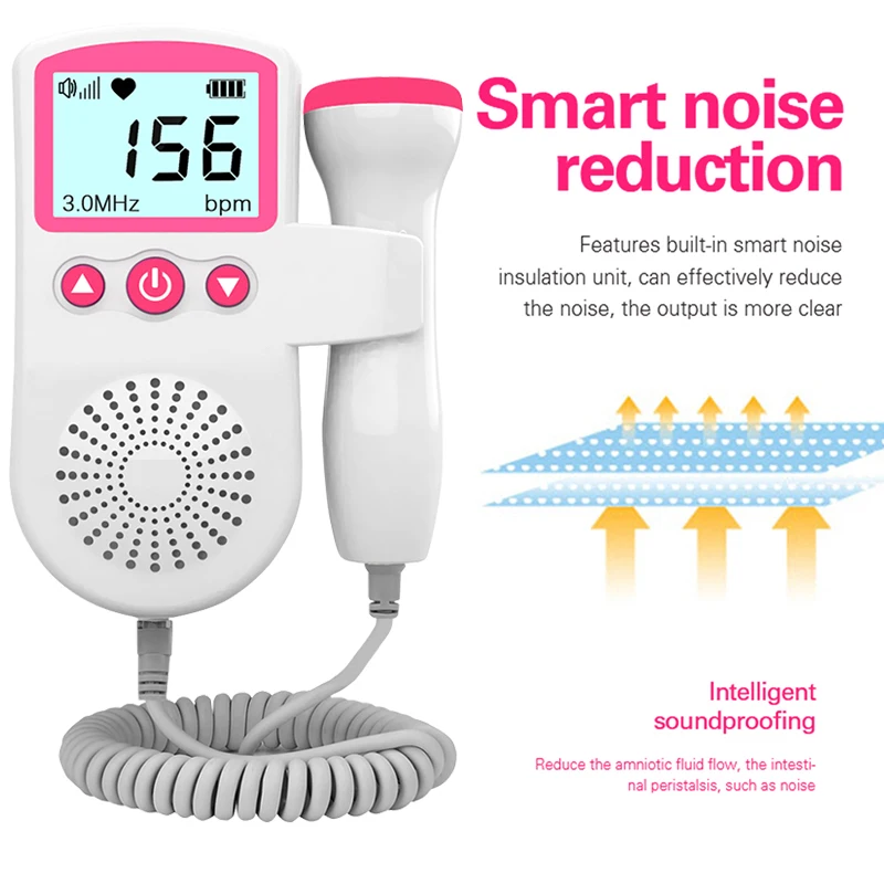 3MHz Ultrasound Baby Heart Rate Detector Pregnant Ultrasonic Baby Heartbeat Monitor Fetal Doppler Monitor For Pregnancy