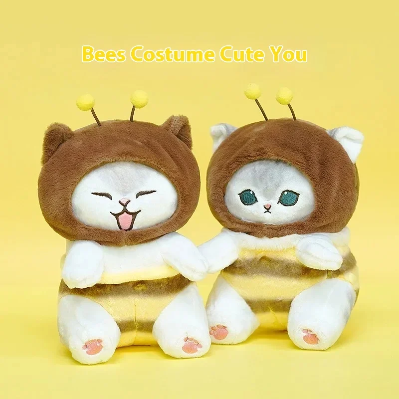 Original Mofusand Cat & Bee Cute Shark Cats Plushies Cos 20cm 8inch Bee Series Kawaii Soft Stuffed Plush Toy Gift For Kids