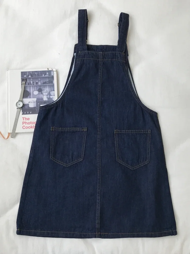 Denim Mini sukienki damskie luźne, solidne, delikatne Ulzzang Vintage Casual kwadratowy kołnierzyk letni College leniwy cały mecz Streetwear nastolatki — zdjęcie 6