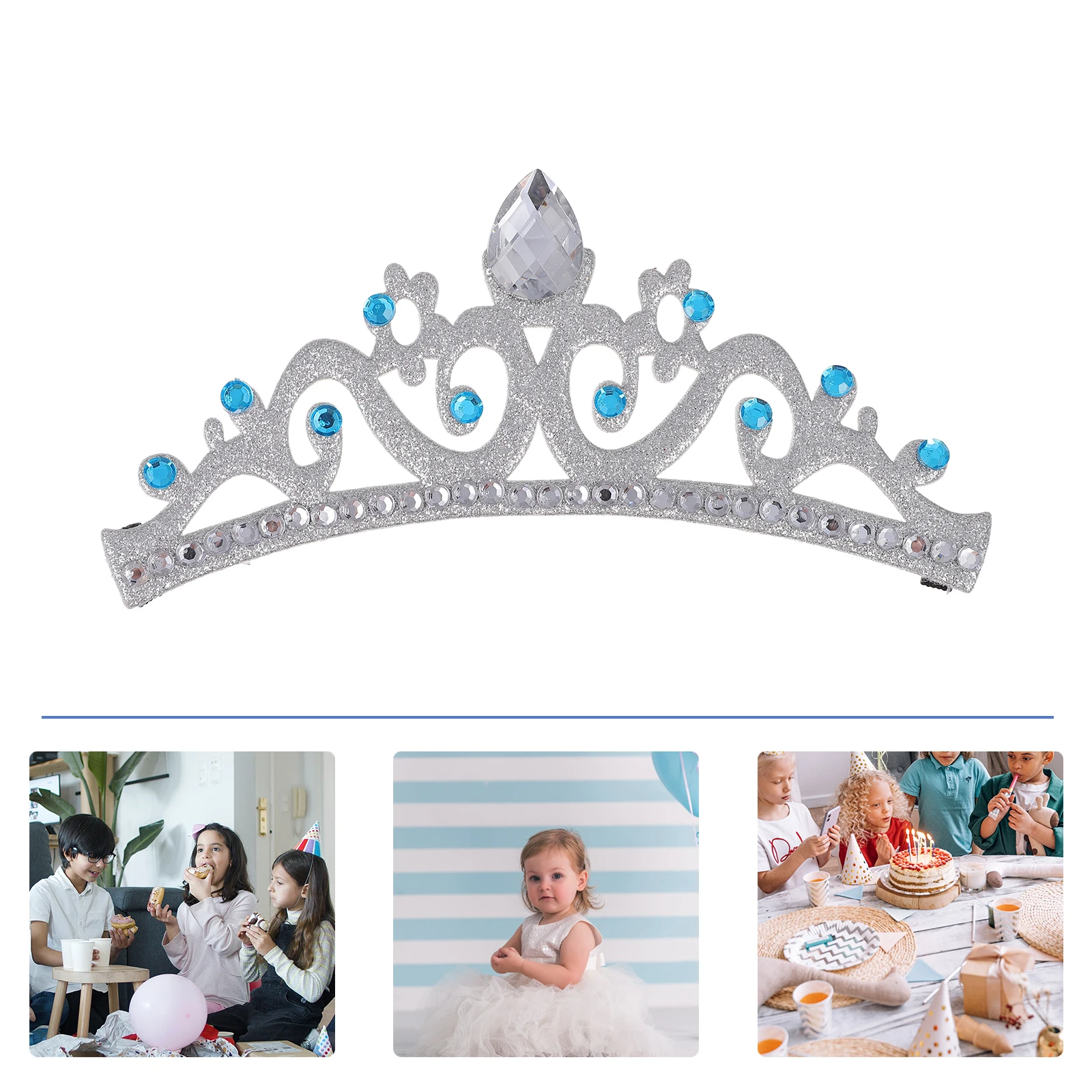 

Delicate Rhinestone Crown Hairband Headdress Purple Party Accessory Birthday Gift For Girls Parent-Child Use Creative Headband