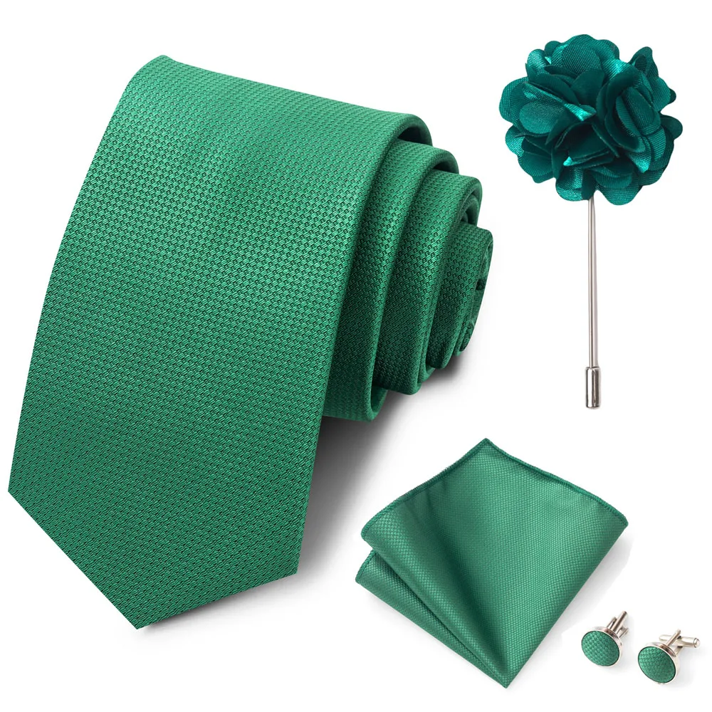 Großhandel Mode 8 cm Krawatte Taschentuch Manschettenknopf Pin Set Männer Krawatte Lila Paisley Anzug Zubehör Fit Hochzeit Geburtstag Geschenk – Detail 7