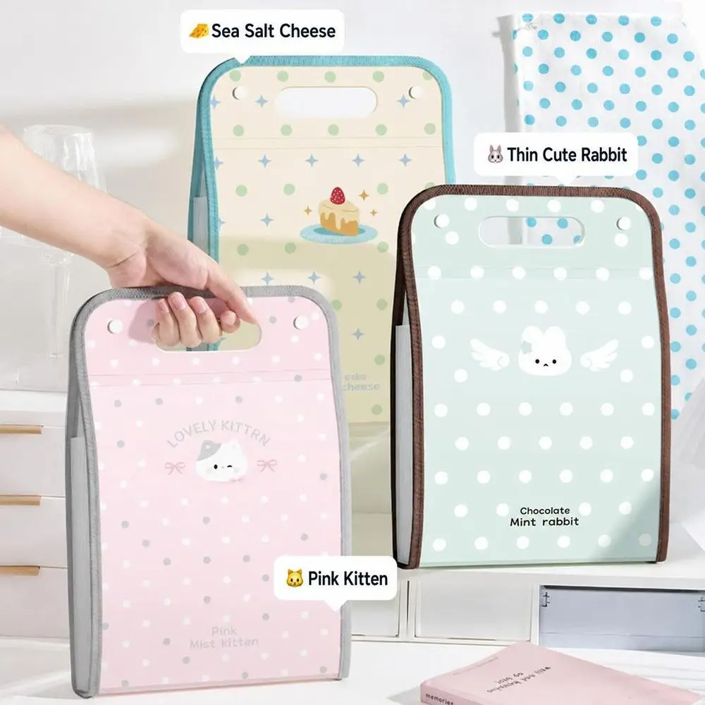 PP Accordion File Organizer Multi-Compartment Structure Vertical Expanding File Folder Student Paper Organization Cute Pattern