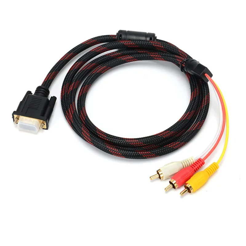 VGA to AV color difference cable, red and white brass core, computer to TV adapter, 3RCA lotus head