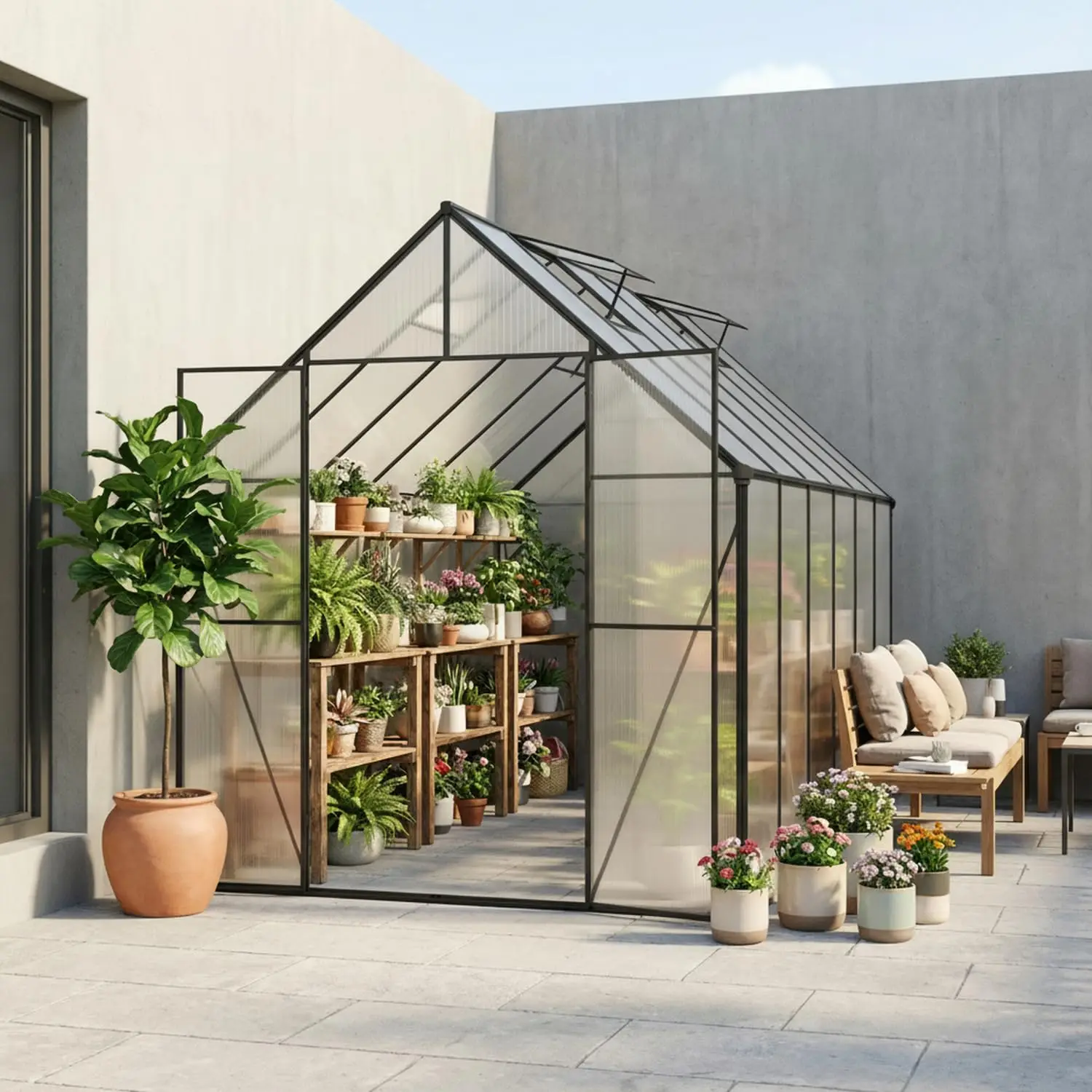 

Теплица-парник 8×12 футов из поликарбоната для улицы, сверхпрочная садовая теплица для заднего двора, на заказ