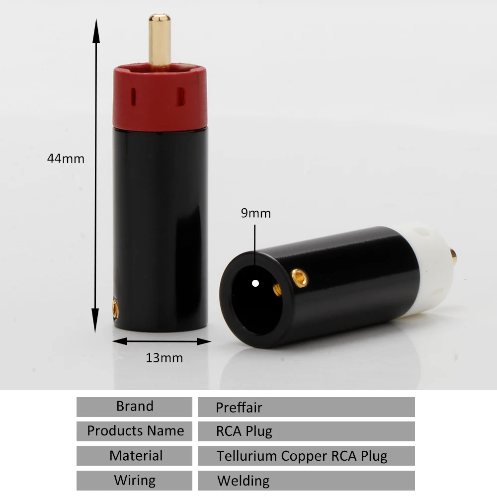 Conector RCA de alta gama, Conector de señal, adaptador de extensión, cable de bricolaje, cobre telurio, chapado en plata, 4 piezas