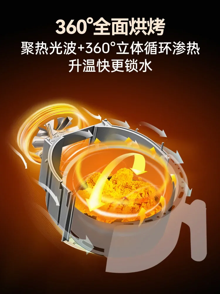 مقلاة هوائية منزلية جديدة بصرية ذات سعة كبيرة ماكينة طهي بالفرن 360 درجة °   خبز دائري غير لاصق سهل التنظيف موديل جديد