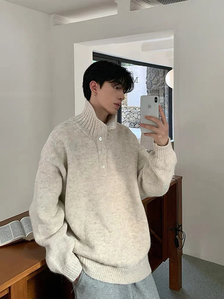 

Retro Cleanfit High Ne Knitted Sweater Casual Loose Fit Soft Polyester Autumn Winter Men Women Warm Leisure Base Layer irt