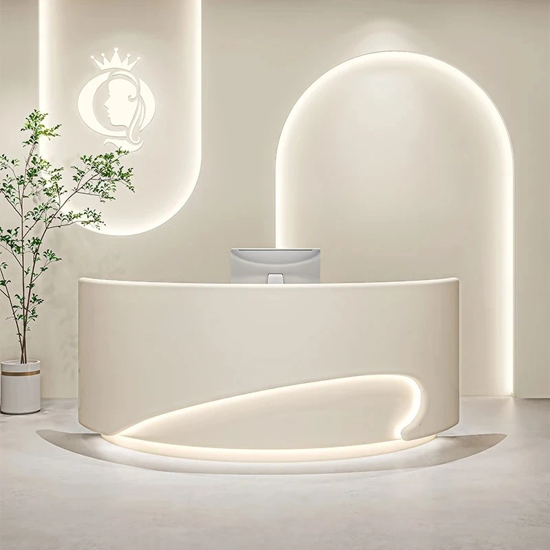 

Reception Desk Home Business Reception Women's Clothing Store Bar Counter Arc Guide Table Company Front Desk Training Furniture
