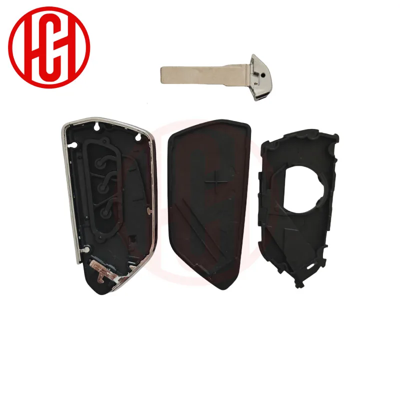 Coque de clé de voiture modifiée pour VW, Volkswagen Golf MK8 Polo Tuguan pour Skoda Superb Octavia SEAT MQB, carte de mise à niveau rabattable
