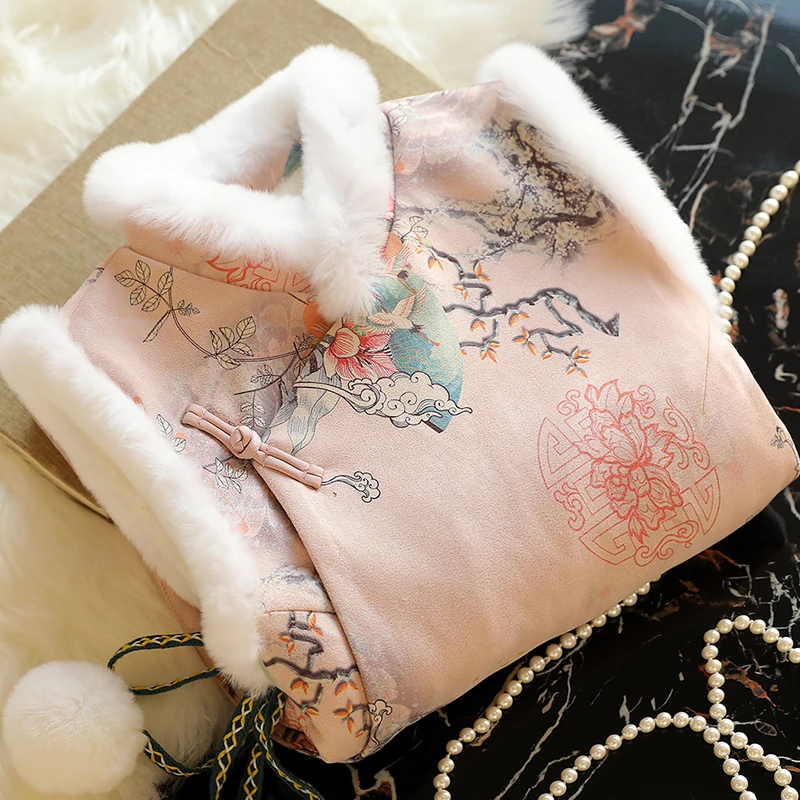 

New Chinese Sle Thiened Velvet Flag Robe Women's Small Coat Autumn Winter Improved Vest High Quali Ele Vintage Sle