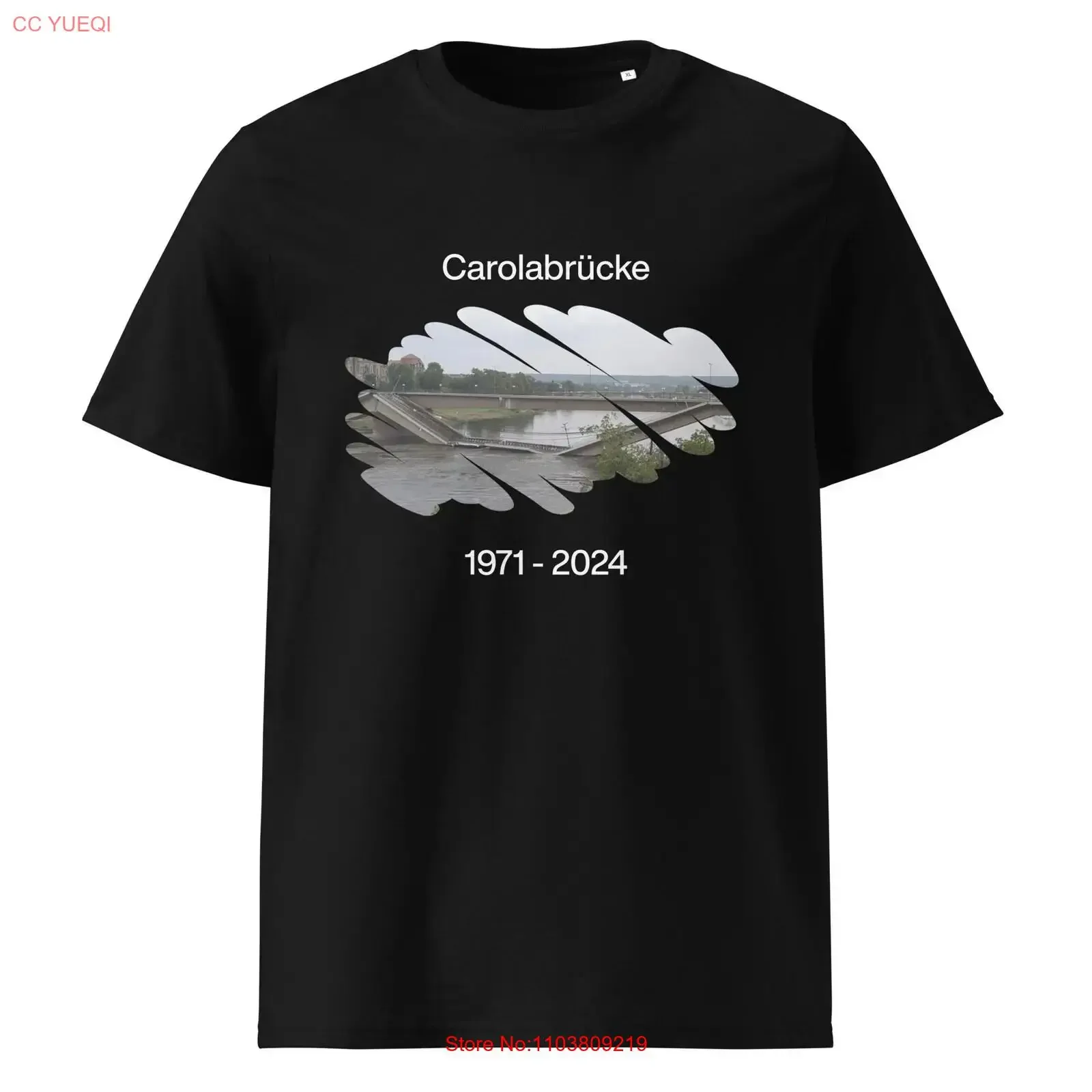 Camisa de algodón Dresden Carola Bridge 1971 2024 Camiseta cómoda con un motivo histórico único vintage Lavado Ligeramente Estirado