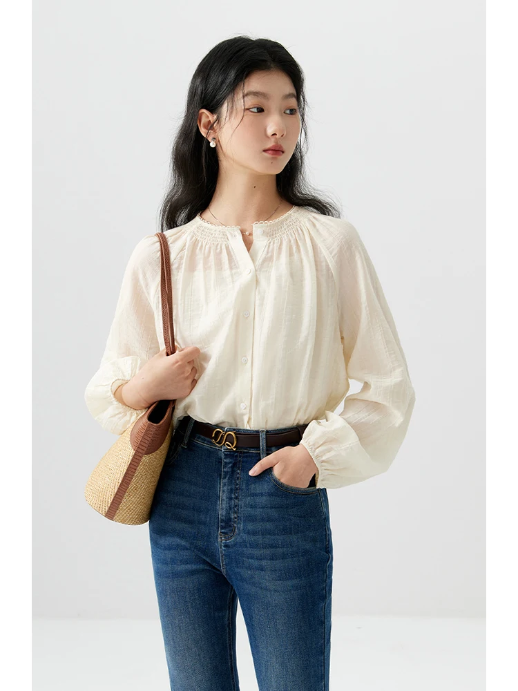 ZIQIAO French Retro Romantic Shirt Suspender Two-piece Set for Women 2024 Spring Chic Design Commuter Style Top Female