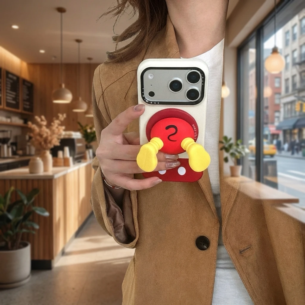 

Cartoon Mickey Butt Stand Compatible with iPhone 17 16 Pro Max 15 14 Phone Case Cute Funny Gift for Kids Girls Women