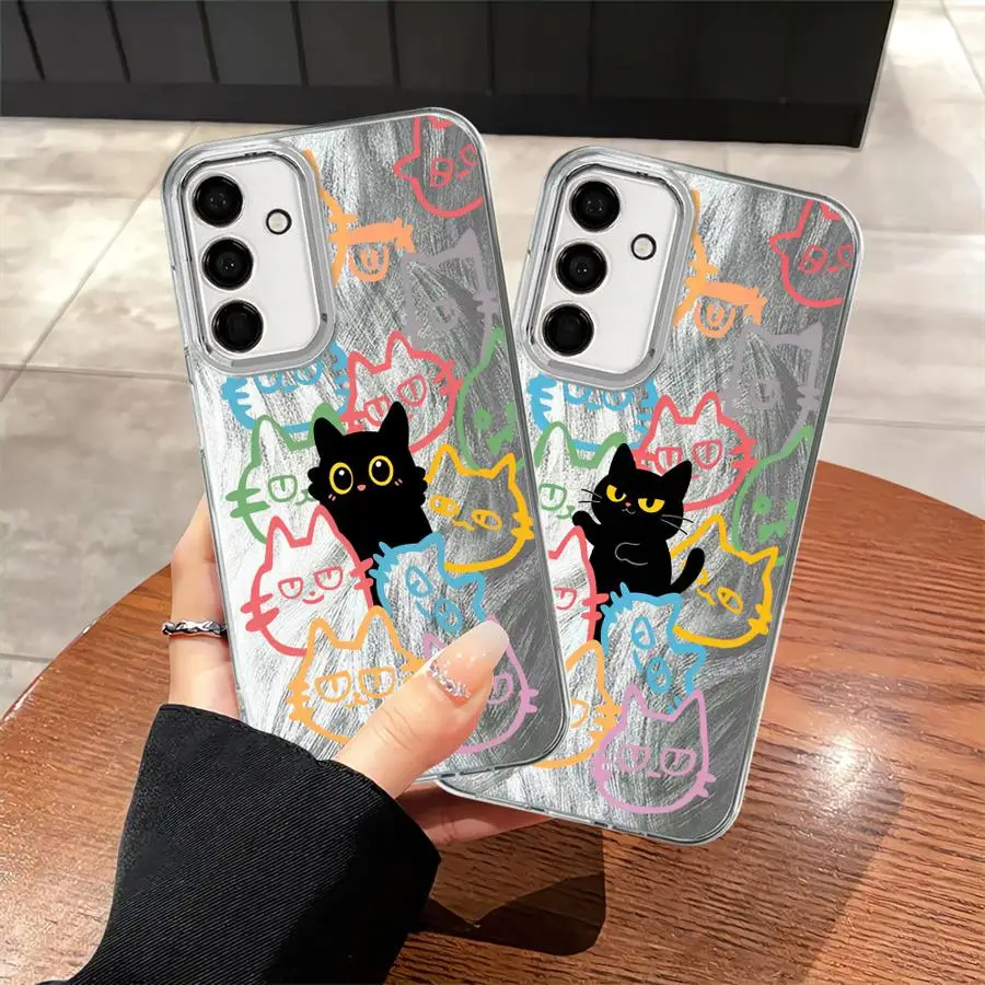 Case for Samsung Galaxy A13 A14 A23 A24 A55 A35 A36 A21s A51 A52 A15 A16 A26 A17 A34 Phone Cover Cartoon Cat Art Patterns