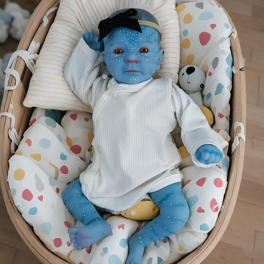 

18inch Handmade Reborn Baby Avatar Doll Felicia Lifelike Painting Blue Elien Baby Collectible Art Doll Gifts for Children