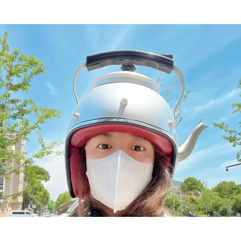 Net celebrity electric cooker helmet Tiktok same electric electric car helmet funny alternative personality kettle helmet