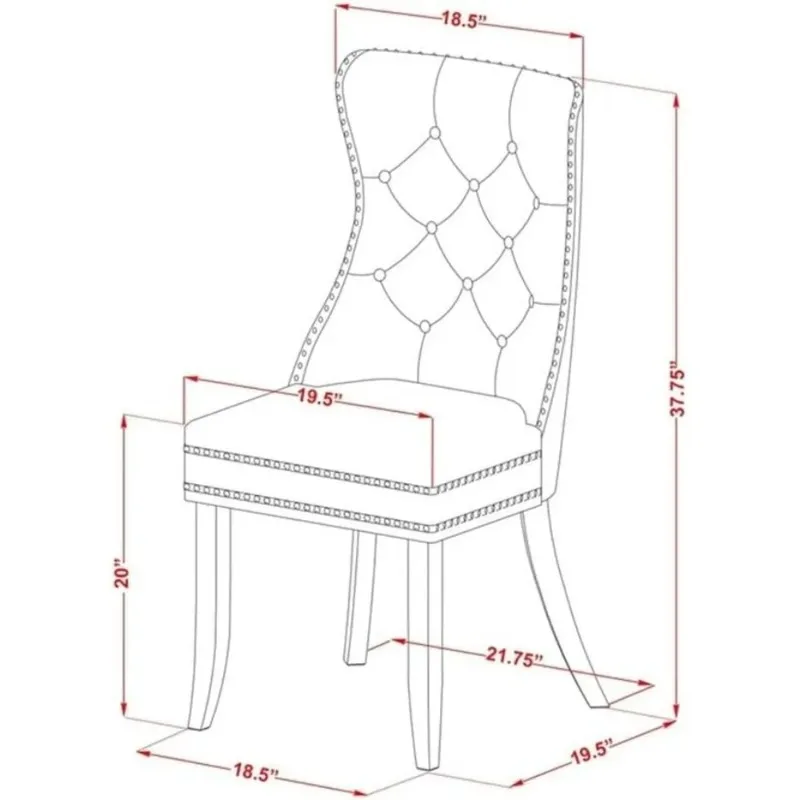 كرسي East West Furniture Dallas Parsons - تنجيد معنقدة بأزرار باللون الأزرق الداكن مع زخرفة رأس الأظافر #1