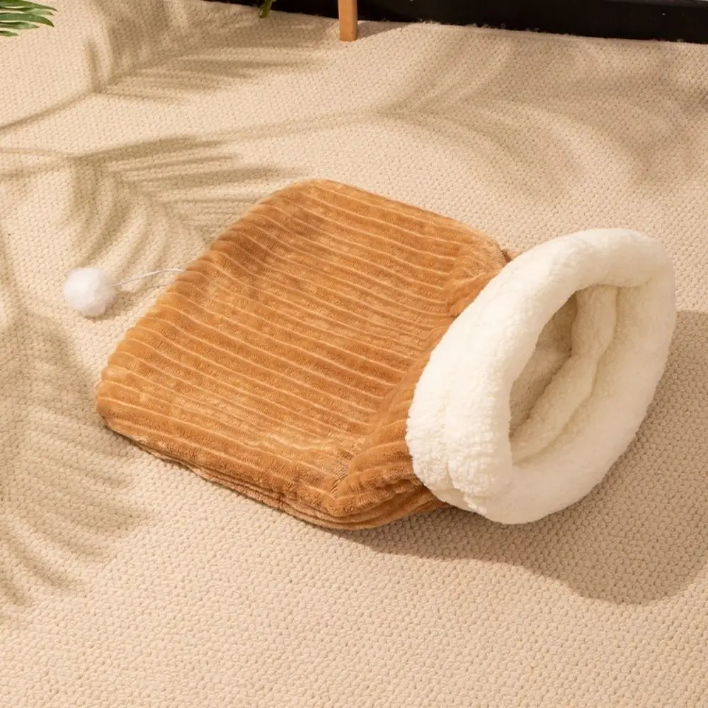 

Cute Cat Sleeping Bag Pocket Type Cartoon Cat Nest Semi-Closed Thickened Winter Cat Bed for Cats Dogs