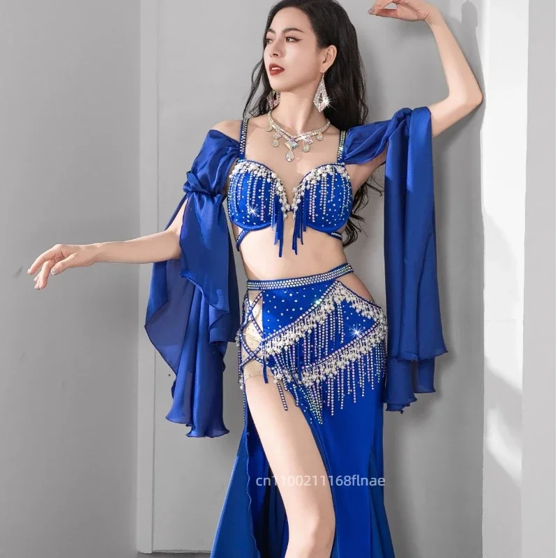 جديد أداء الرقص الشرقي الملابس اللؤلؤ شرابة النساء الرقص الشرقي الفردي فريق المنافسة مرحلة أزياء مسرحية