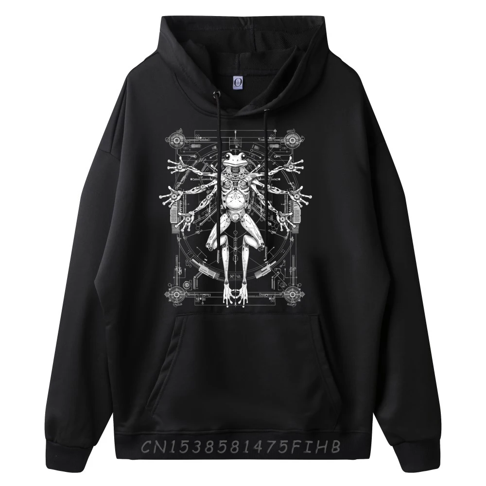 Casual Sci-Fi Robotic Frog Vitruvian Man Men Hoodies Latest Labor Day Long Sleeve O Neck Hoodies Party Sweatshirts