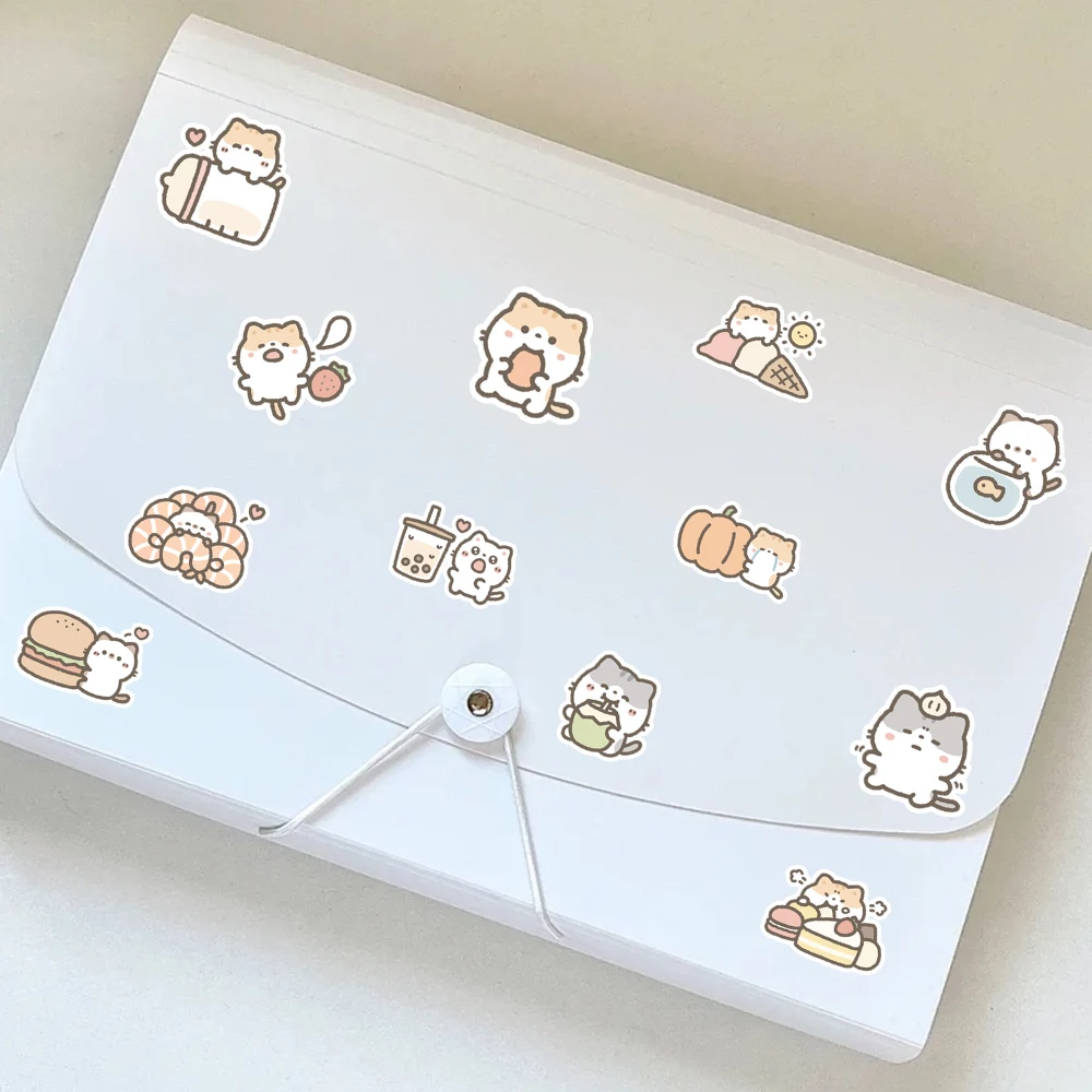 귀여운 만화 고메 새끼 고양이 스티커, 셀프 붙여넣기, 컴퓨터, 휴대폰 케이스 등 장식에 사용 가능, 40 개