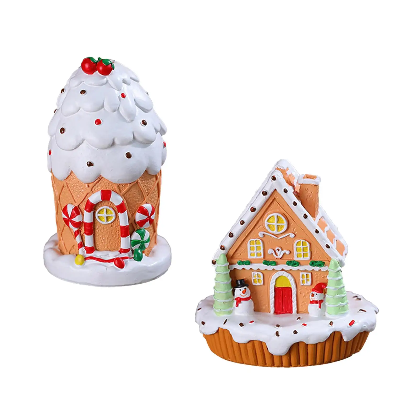 Christmas Snow House Figurine Snow House Sculpture for Indoor Fireplace Home